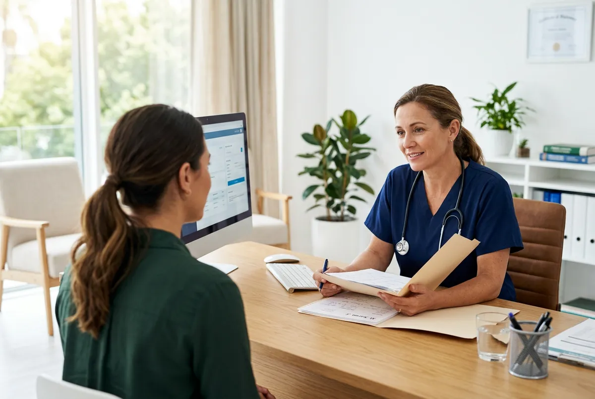 Lekarz zakładający opatrunek po zabiegu implantacji w gabinecie medycznym